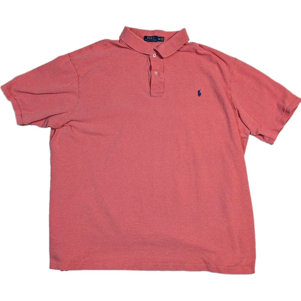 Polo Ralph Lauren Polo Shirt Mens 4XLT Light Red Short Sleeve Blue Pony Big Tall